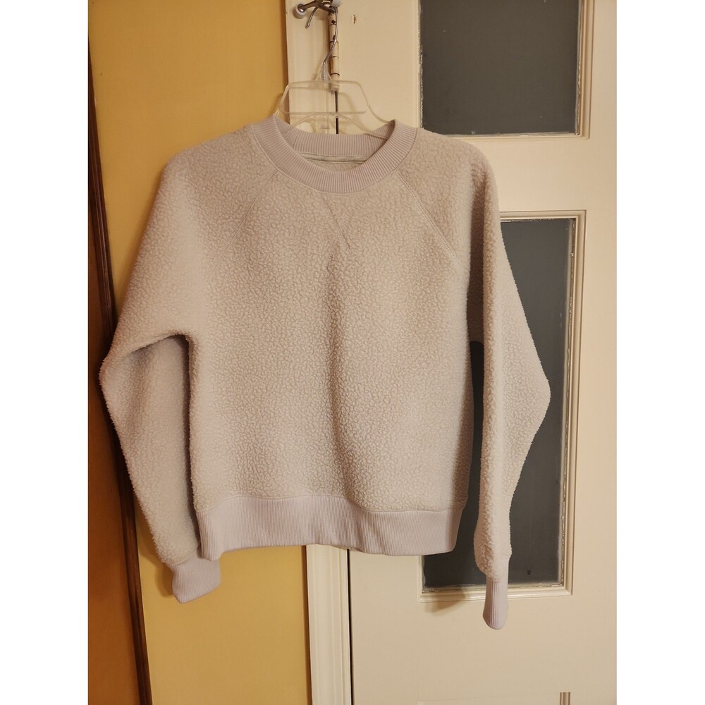 Everlane Women's Cream Renew Fleece Raglan Sleeve Crewneck Sweatshirt Size S